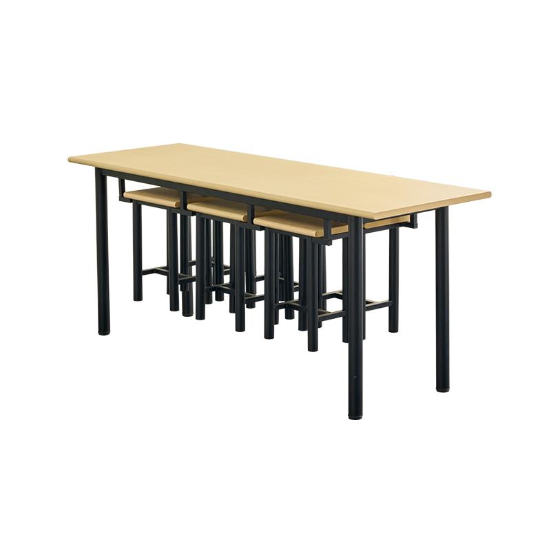 工厂食堂餐桌椅组合4人6人8人挂凳长方形简易餐桌饭店快餐桌椅