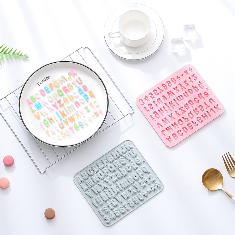 新品 英文字母巧克力模具数字主题造型硅胶模具翻糖蛋糕装饰工具