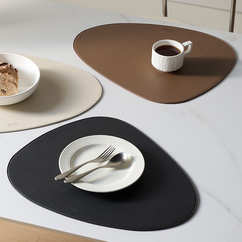 米立风物不规则椭圆皮革餐垫防水防油垫子隔热餐桌垫加厚防烫碗垫