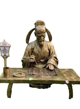 玻璃钢仿铜铸铜人物雕塑定制学校教书先生童趣马车战马景观