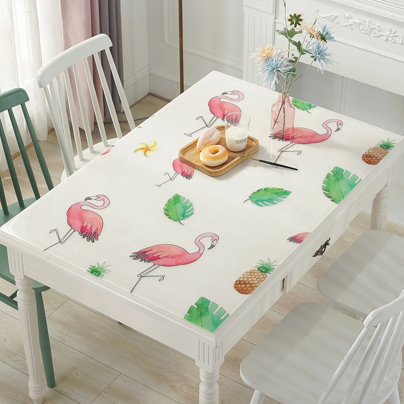 pvc软玻璃彩色防水长方形防烫免洗家用桌布餐桌垫印花台布水晶版