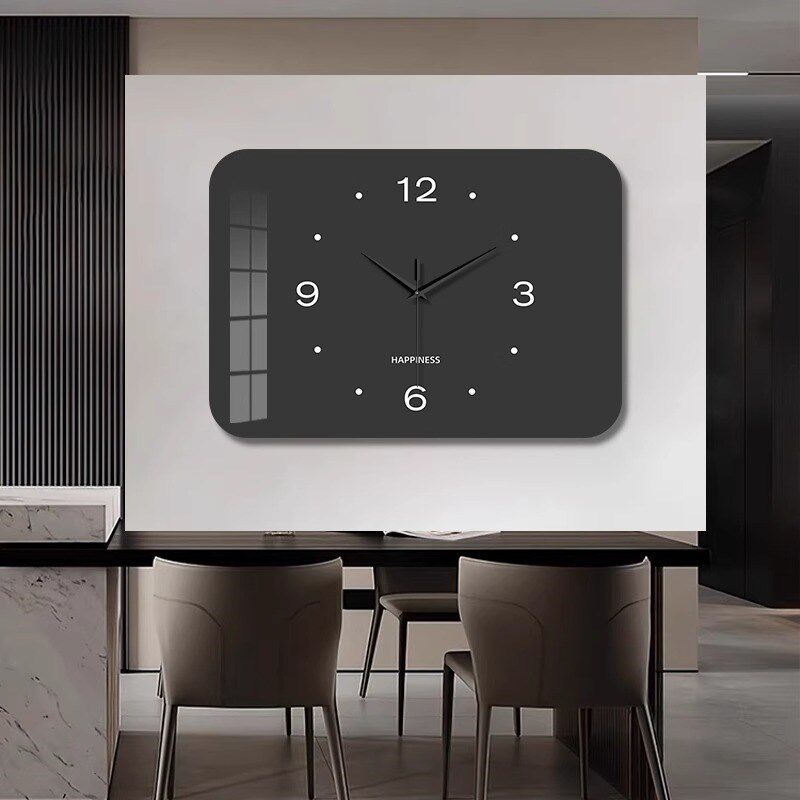 现代客厅饭厅静音钟表挂钟新款极简风电视背景墙时钟挂墙