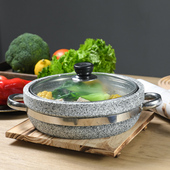 石锅菜锅耐温石锅带盖酒店商用天然石锅拌饭石锅鱼石板料理