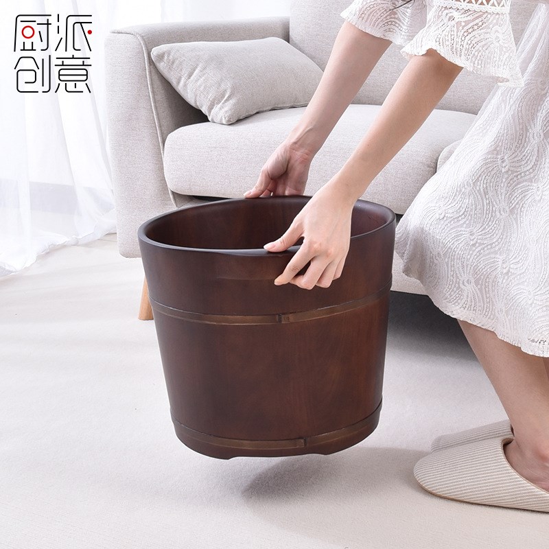 木质足浴桶木桶家用过小腿按摩高深加厚带盖双人洗脚盆木盆泡脚桶