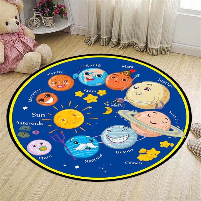 宇宙星球卡通教学儿童房圆形地毯卧室书房电脑椅垫帐篷幼儿园地垫,居家布艺,地毯,淘宝优惠券,粉丝福利购,淘宝优惠卷
