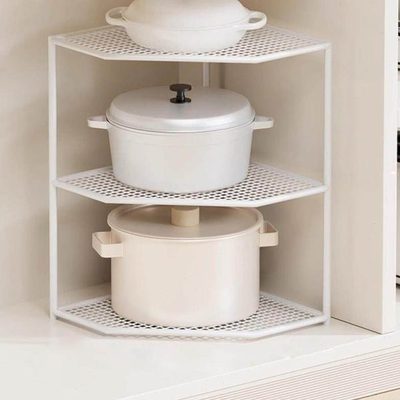 厨房三脚架放锅架置物架三角锅具收纳架家用转角拐角台面桌面墙角