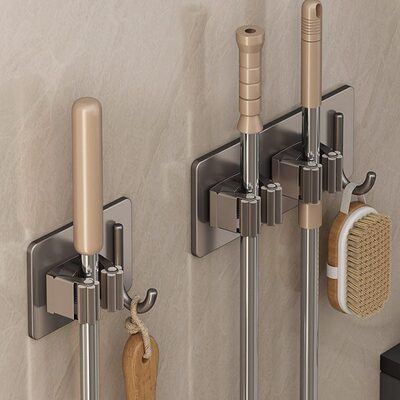 拖把挂在墙上既干净又整洁/不占空间免打孔不锈钢材质/多功能用处