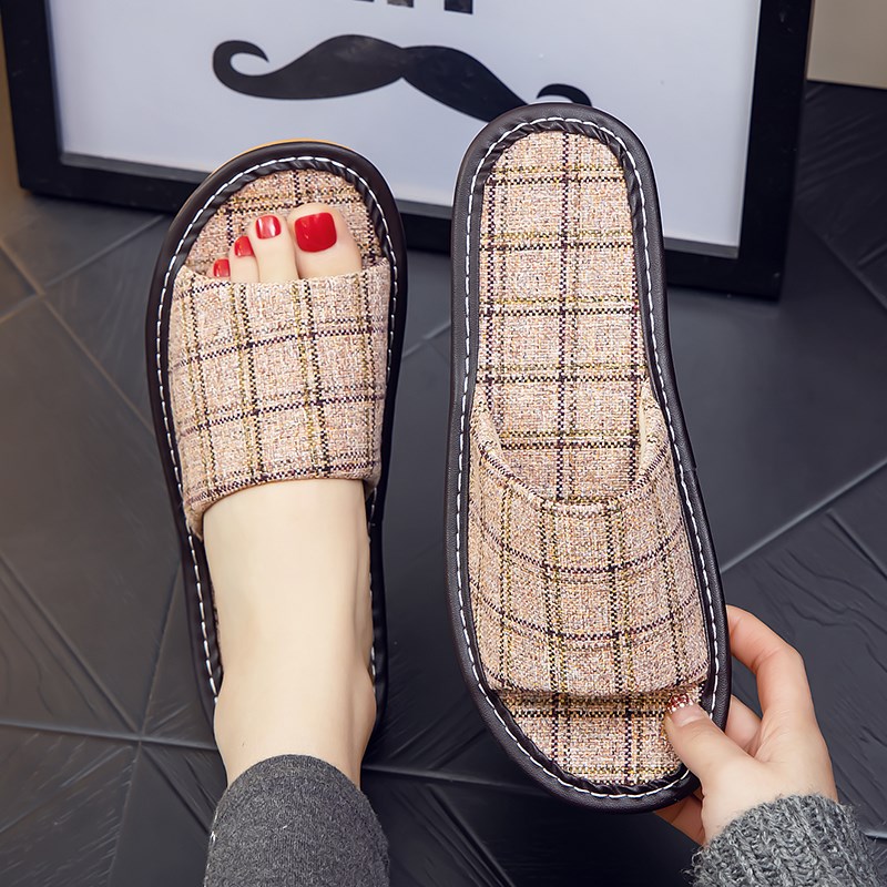 布艺亚麻拖鞋棉麻居家家用室内家居四季防滑软底T布女春秋凉拖地