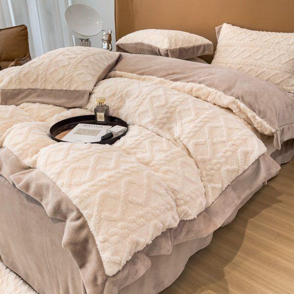 冬季保暖塔芙绒加厚床单四件套欧式轻奢风牛奶绒床笠被套加绒双面,床上用品,学生床品套件,淘宝优惠券,粉丝福利购,淘宝优惠卷