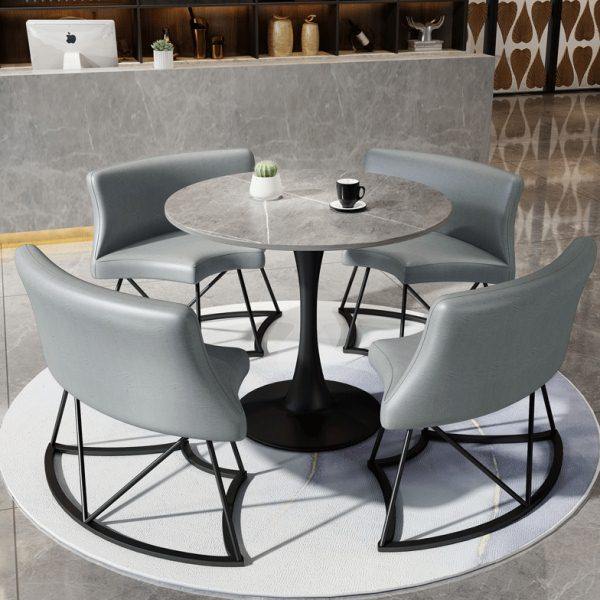 北欧岩板家用餐桌椅组合售楼处休息区会客接待洽谈小户型网红圆桌,住宅家具,岩板餐桌,淘宝优惠券,粉丝福利购,淘宝优惠卷