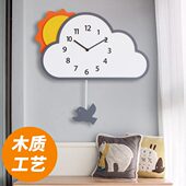 北欧挂钟摇摆客厅静音家用装 饰钟表木质现代简约时钟创意轻奢挂表