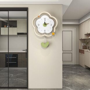 2024新款 家用挂墙钟表简约现代奶油风静音时钟高级感创意客厅挂钟