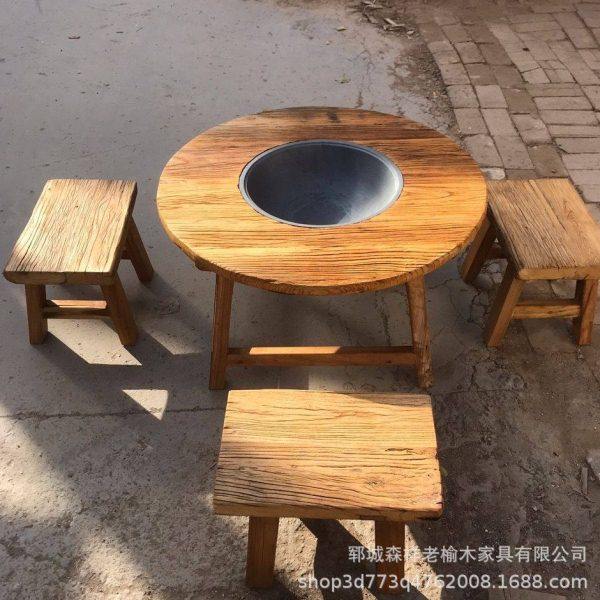 老榆木茶桌茶几旧门板榆木圆桌老榆木禅意茶台矮茶桌围炉桌火锅店,商业/办公家具,茶台/茶桌,淘宝优惠券,粉丝福利购,淘宝优惠卷
