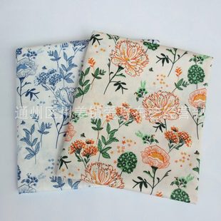 小花蓝玉色 全棉斜纹印花面料 床品布料 被套床枕套面料