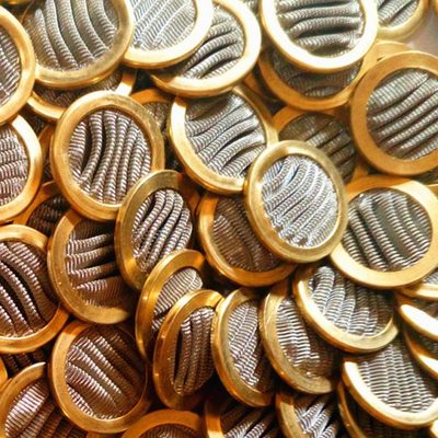 适配穆格MOOG伺服阀专用过滤网黄铜包边折叠波页滤芯圆形纽扣滤片