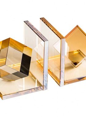 简约现代彩色水晶书档软装样板间售楼部书房书架书立书夹家居饰品