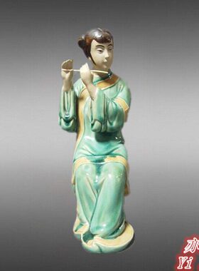 石湾公仔餐厅博古架仕女摆件商务礼品古典美女中国特色手工陶艺品