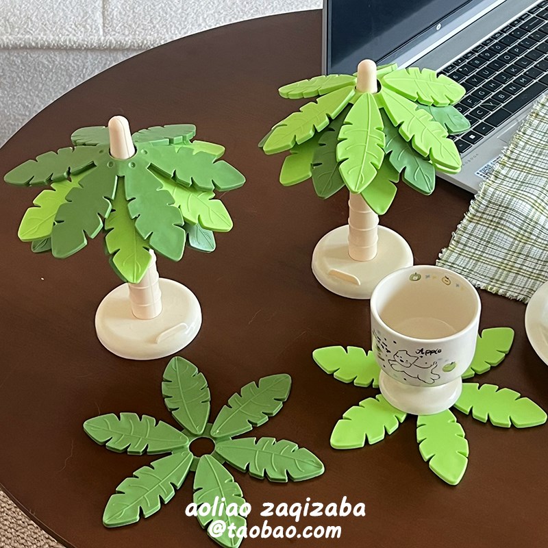椰子树隔热垫h耐高温餐桌防烫垫桌垫矽胶台面盘子锅垫杯垫装饰摆