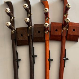 秦腔板胡杆子鸡翅木花梨木板胡杆子 扁杆带琴轴滑道腰码 带底座