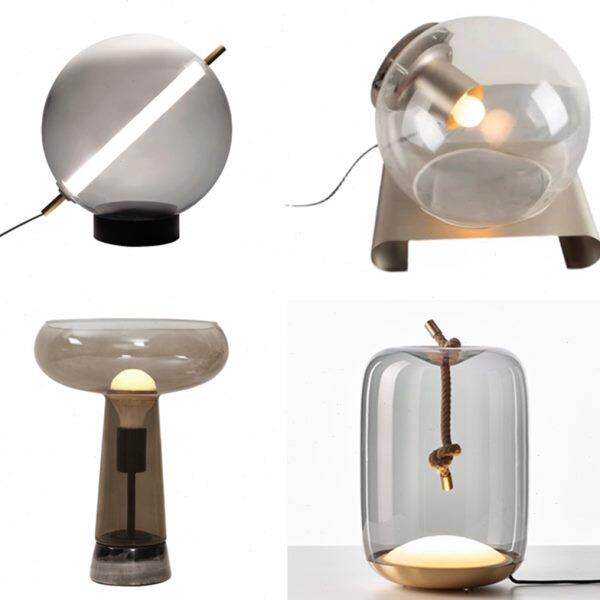 北欧现代简约轻奢艺术客厅卧室床头书桌个性样板间创意玻璃球台灯