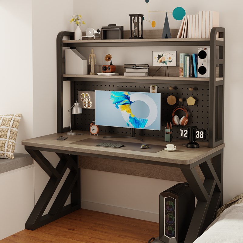 台式电脑桌书桌书架一体桌组合家用置物桌学习办公桌卧室简易桌子