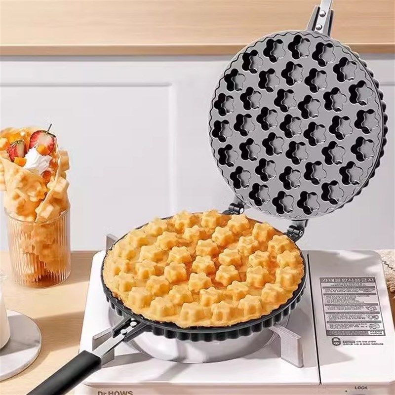 新梅花小蛋糕模具摆摊家用梅花糕工具一口香夹锅双面烘培模具商用