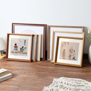 正方形实木装 裱画框挂墙简约33厘米38cm50相框防潮背板横竖可用60