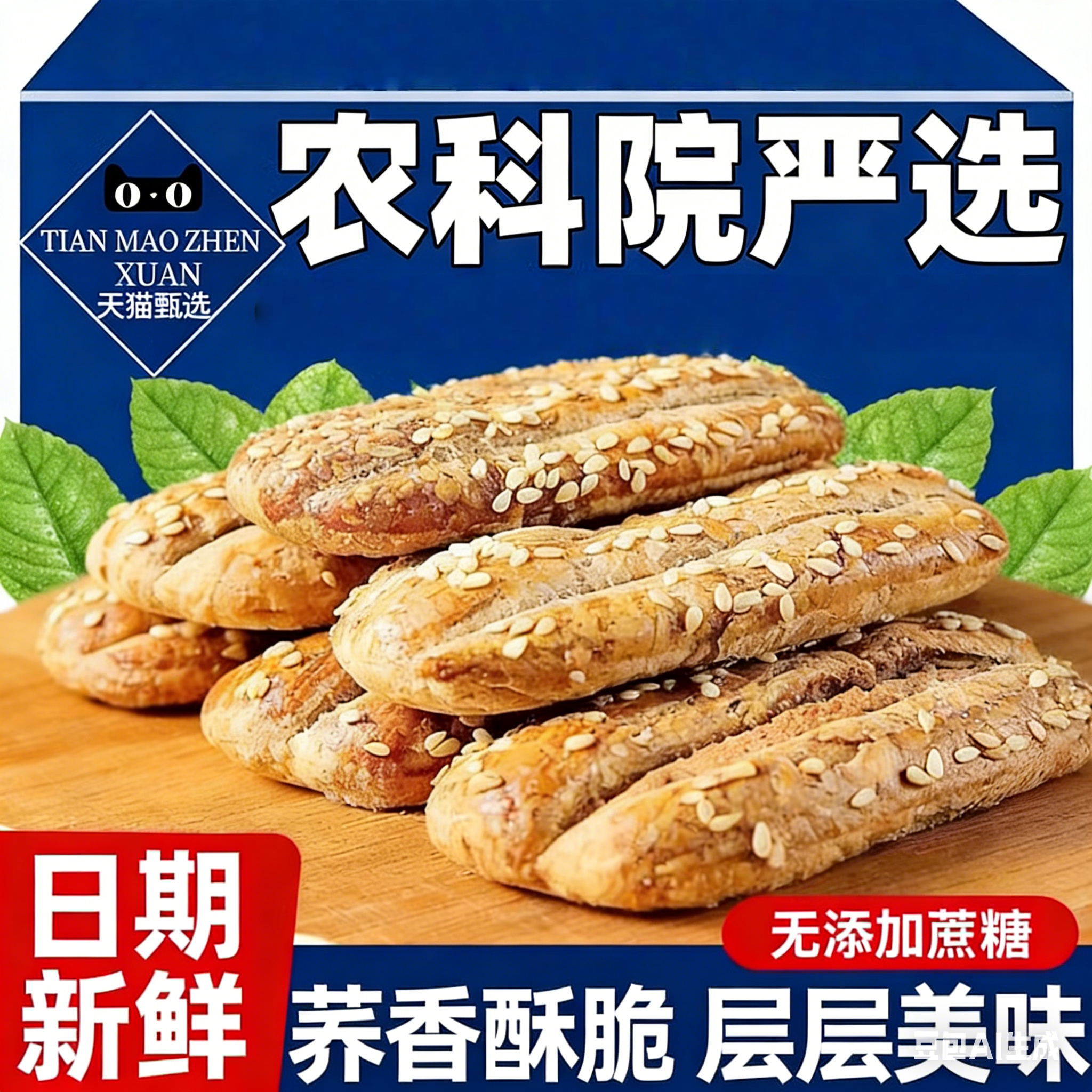 央妈推荐荞麦椒盐酥无蔗糖中老年儿童早餐代餐传统牛舌饼咸味饼干