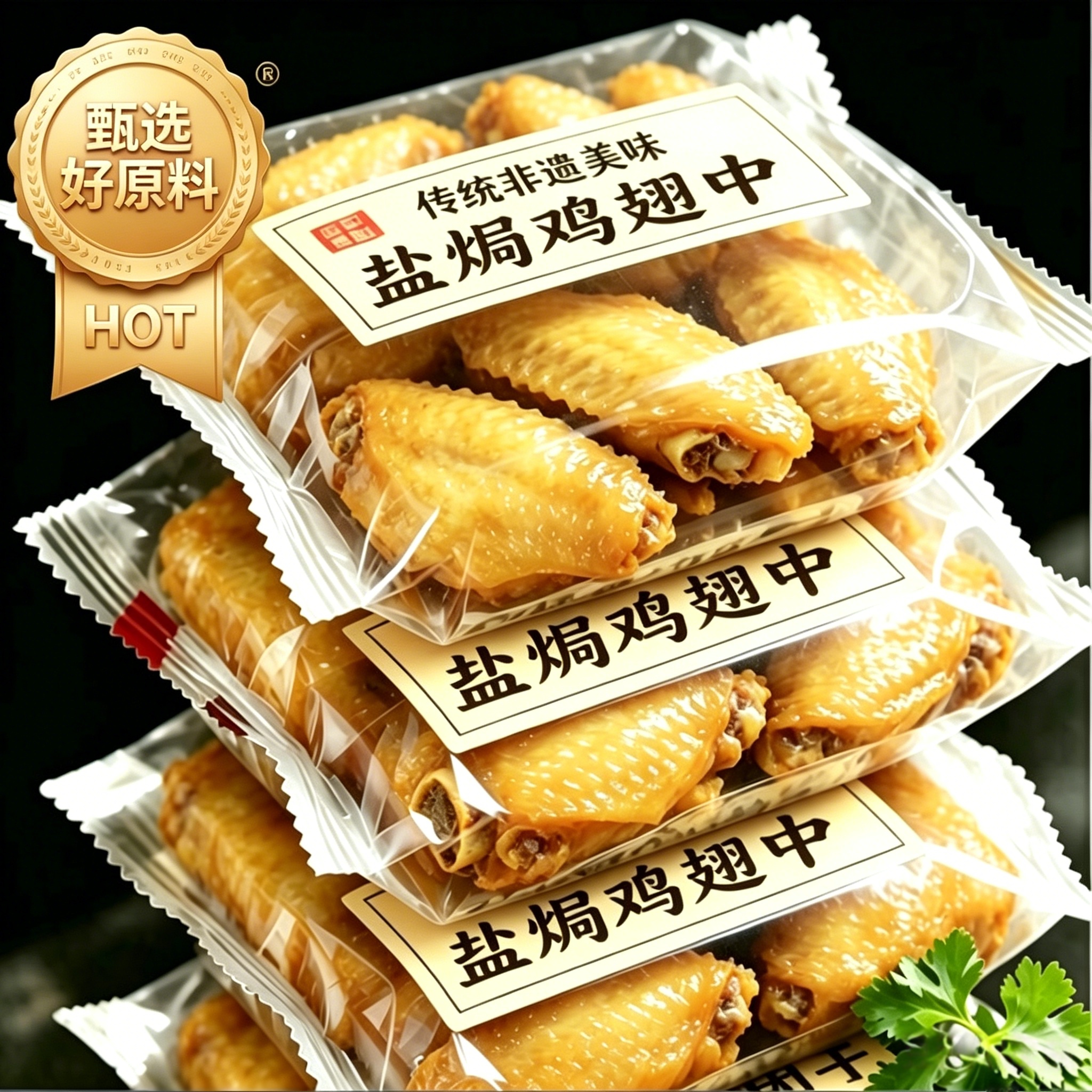 盐焗鸡中翅正宗客家开袋即食旗舰店真空独立包装网红解馋小零食