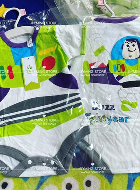 出口日单卡通巴斯光年纯棉宝宝哈衣爬服 连体衣