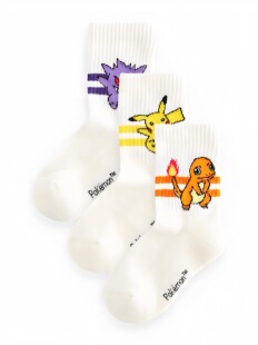 外单卡通精灵宝可梦可爱皮卡丘火龙可爱儿童毛巾底中筒袜 袜子