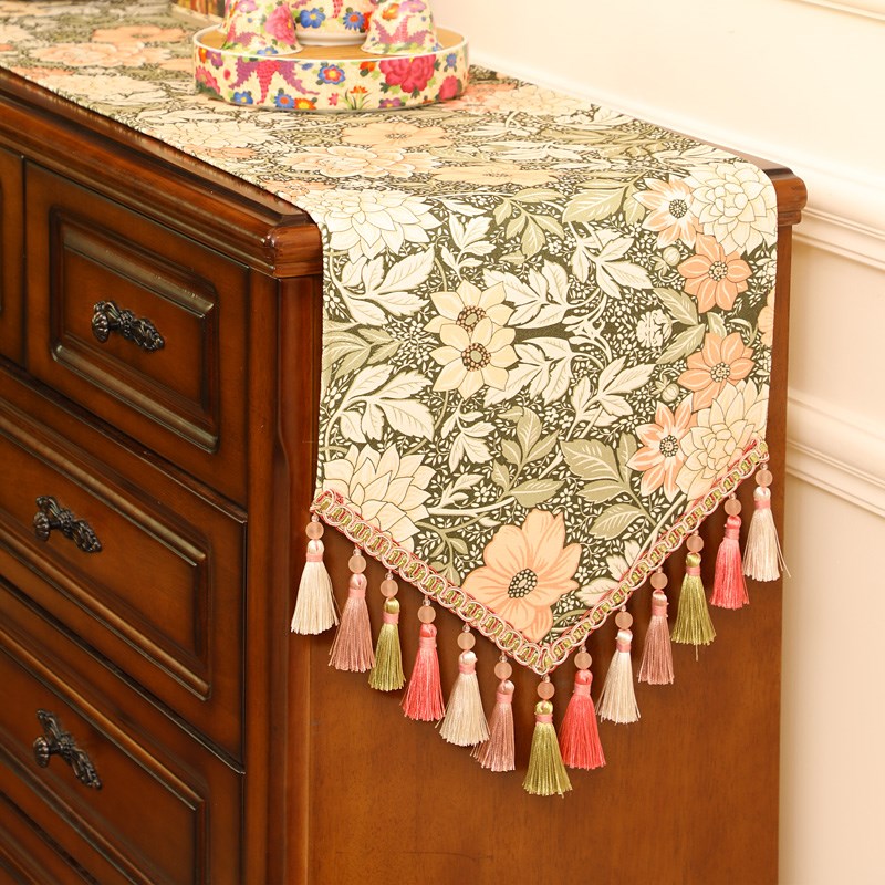 美式结婚茶几桌布桌旗法式复古田园五斗柜长条盖布高级感简约欧式