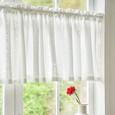 卫生间门帘半帘窗帘遮挡短窗户日式玻璃自粘镜子洗衣机伸缩杆短帘