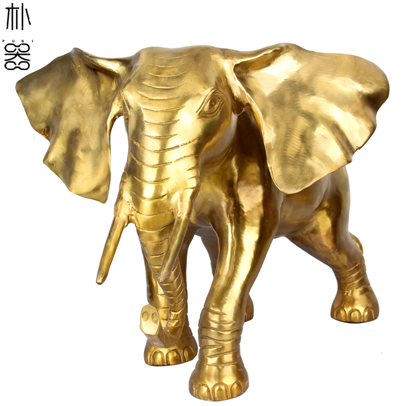 朴器  光面铜大象摆件