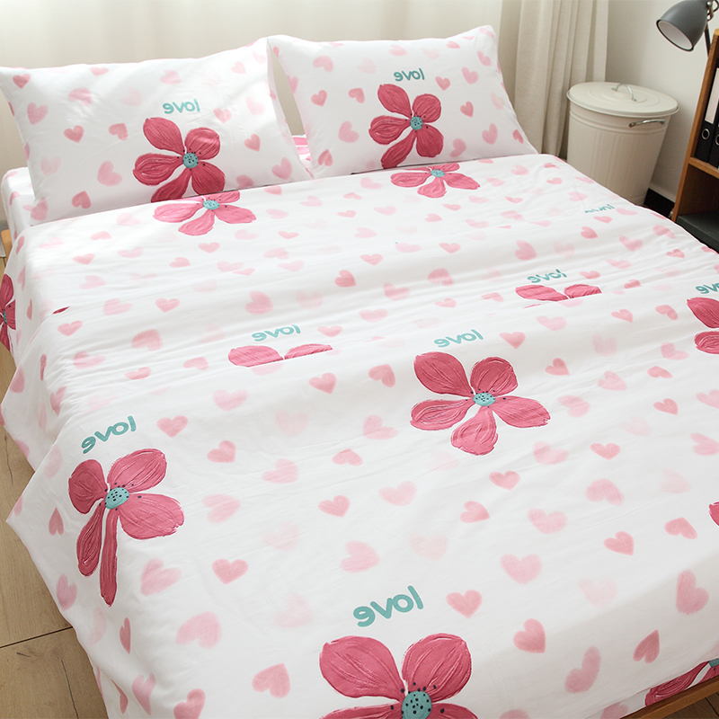 花和爱心纯棉被套单件全棉被罩被芯套150x200被子套被单200x230cm