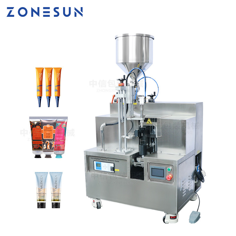 ZONESUN 半自动超声波铝管蜂蜜脂塑料软管填充灌装封尾机