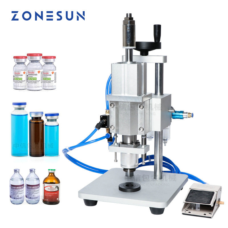 ZONESUN气动西林瓶扎盖机 香水精油瓶 铝塑盖封盖机 玻璃瓶扎口机,办公设备/耗材/相关服务,锁盖机,淘宝优惠券,粉丝福利购,淘宝优惠卷