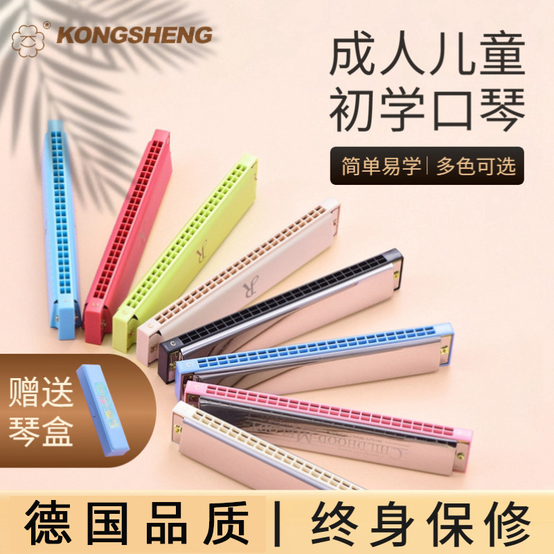 德国口琴初学者学生24孔入门儿童复音成人专业重音C调口风琴乐器