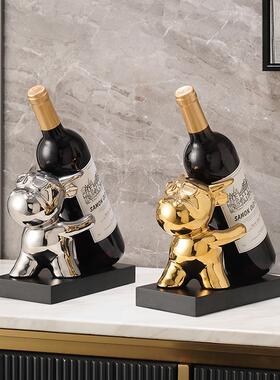 牛气冲天红酒架摆件酒瓶架斜放酒柜装饰品置物家用轻奢葡萄酒架子