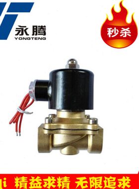 气动元件2W山耐斯型电磁阀常闭水阀铜体铜线2W-160-15气管接口1/2