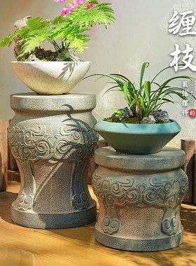 庭院花园仿石墩子柱子墩u摆件盆景装饰户外造景装饰花盆增高底座