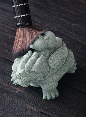 新中式龙龟摆件创意青砂石茶宠可养茶玩功夫茶具茶台桌面装饰摆设