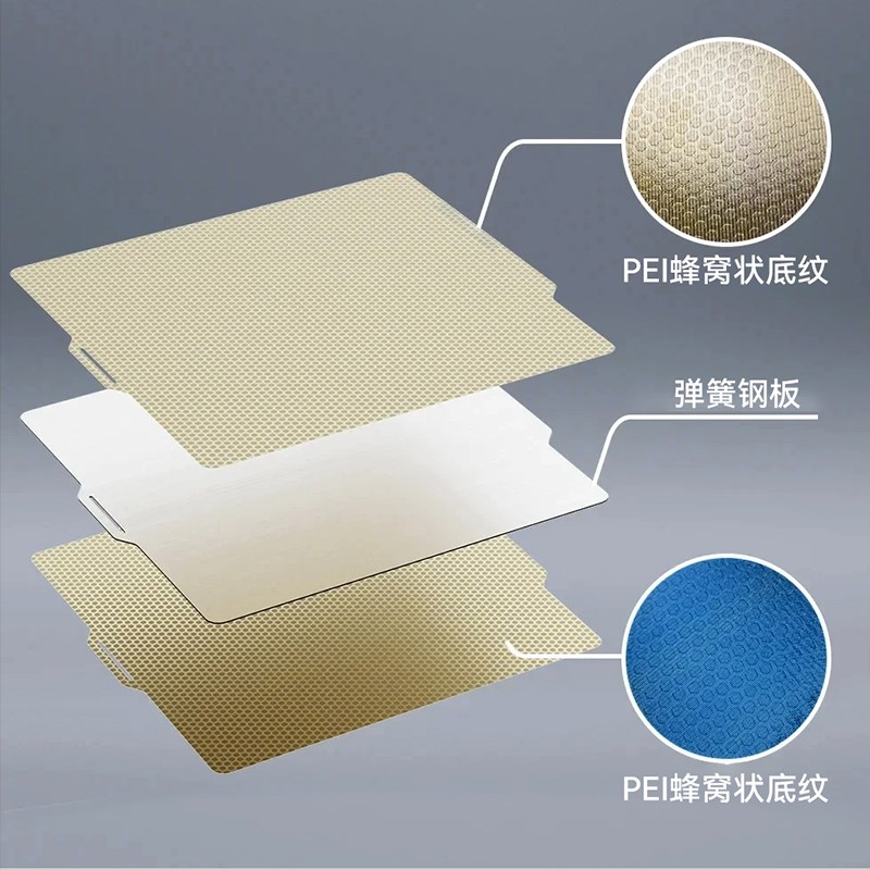 3D打印热床平台面板双面pei蜂窝底纹喷涂 弹簧钢板耐高温防翘边