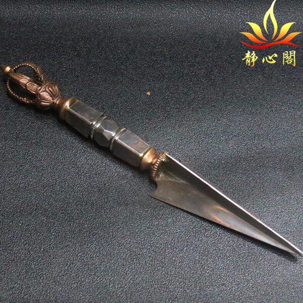 尼泊尔手工五股杵金铜刚橛纯铁金刚杵铁西藏古代铜雕居家摆件藏饰