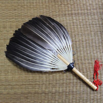 扇子 鹅毛扇 黑色鹅毛扇子 茶道配件 茶炉扇 火炭炉扇 凉扇 煽火