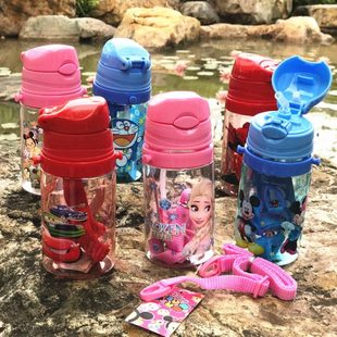 无味环保防漏幼儿卡通吸管杯背带水杯夏直饮杯儿童水壶 350Ml水杯