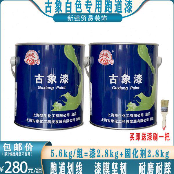 古象白色专用跑道漆耐磨马路塑胶划线漆耐黄变漆双组份油漆5.6kg
