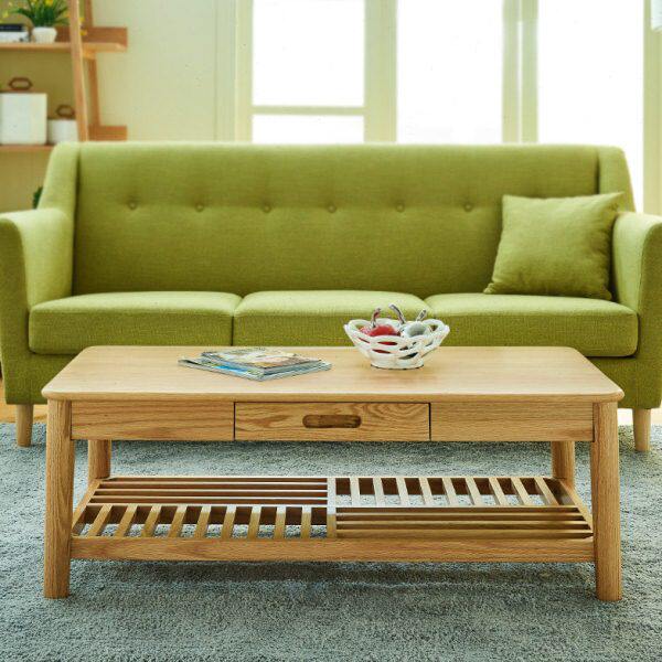 北欧客厅红橡木实木抽屉茶几日式家用简约现代方形储物茶桌子家具