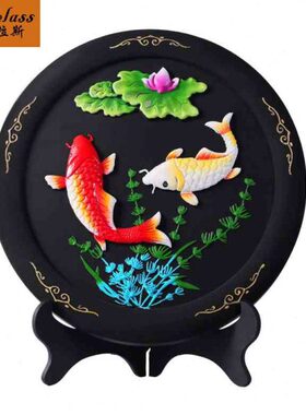 班德拉斯创意现代炭金鱼雕摆件电视柜装饰搬家礼物中式工艺品摆件