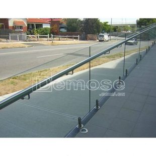 露天室外不锈钢栏杆 落地钢化玻璃护栏 立柱 地面玻璃夹 防腐栏板